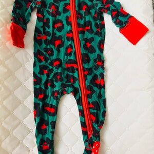 Posh Peanut Red and Green Leopard Kids Footie